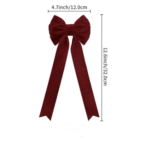 Dark Green Velvet Christmas Tree Bow, Long Tail Ribbon Ornament for Xmas Wreath Garland and Home Decor, Wholesale