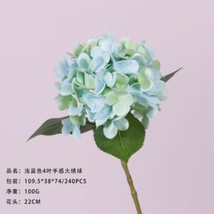 Light Blue 4-Leaf Real-Touch Large Hydrangea