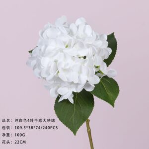 Pure White 4-Leaf Real-Touch Large Hydrangea