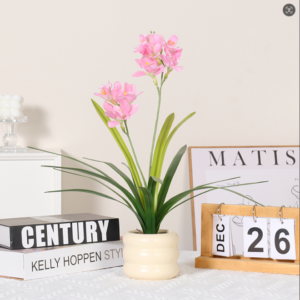 Pink Freesia Potted Plant, 15 Leaves