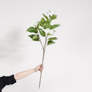 Artificial Large Branch 3-Head Snowball Flowers (White) - 100cm