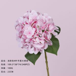 Light Pink 4-Leaf Real-Touch Large Hydrangea