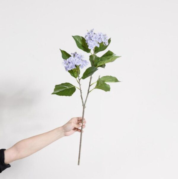 Artificial Small Branch 2-Head Snowball Flowers (Blue) - 70cm
