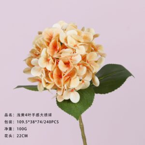 Light Yellow 4-Leaf Real-Touch Large Hydrangea