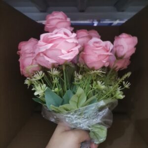 Artificial 7-Head Rose Mini Bundle (Pink)