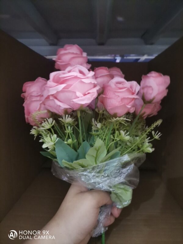 Artificial 7-Head Rose Mini Bundle (Pink)