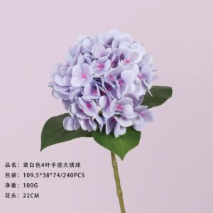 Purple and White 4-Leaf Real-Touch Large Hydrangea