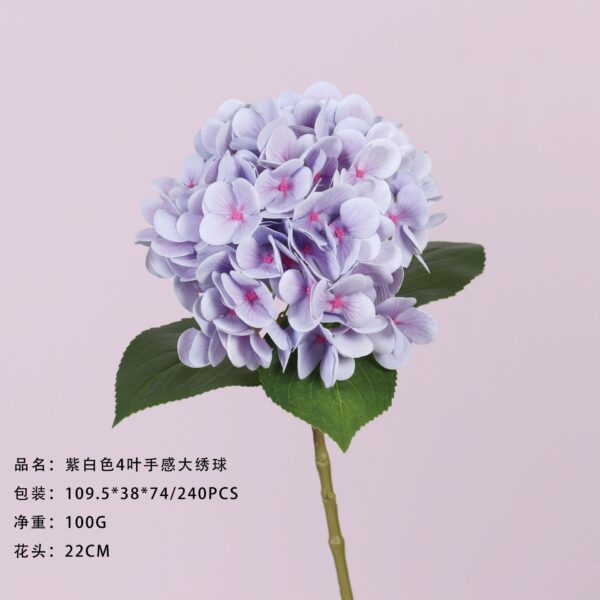 Purple and White 4-Leaf Real-Touch Large Hydrangea
