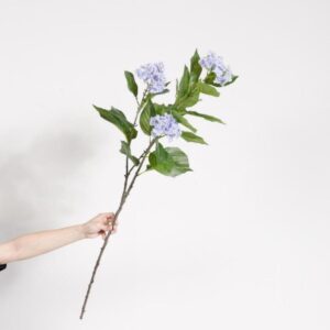 Artificial Large Branch 3-Head Snowball Flowers (Blue) - 100cm