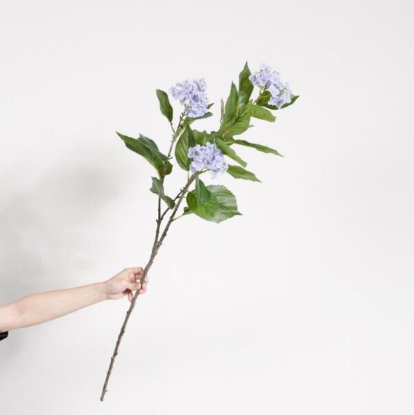 Artificial Large Branch 3-Head Snowball Flowers (Blue) - 100cm