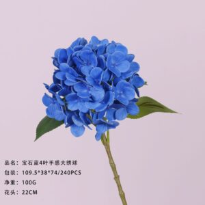 Sapphire Blue 4-Leaf Real-Touch Large Hydrangea