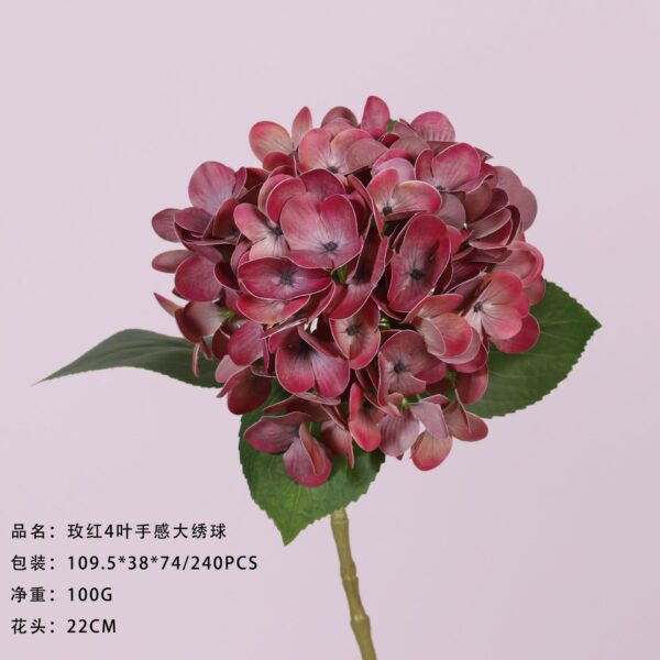 Magenta 4-Leaf Real-Touch Large Hydrangea