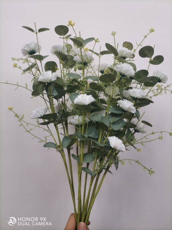 Artificial Carnation Bundle with Leaves