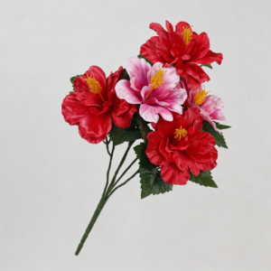 Artificial New 5-Head Hibiscus (Red + Pink)
