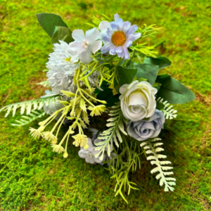 Artificial 5-Head Brushed Ball Spray Roses (Light Blue)