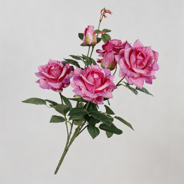 Artificial Alice Rose, 4 Flowers and 2 Buds (Magenta)