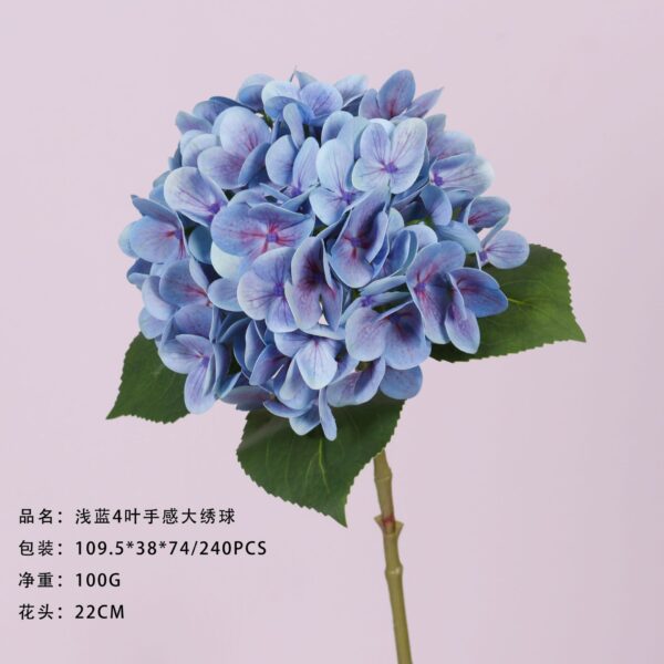 Light Blue 4-Leaf Real-Touch Large Hydrangea