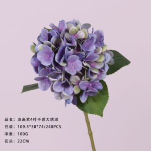 Oil-Paint Purple 4-Leaf Real-Touch Large Hydrangea