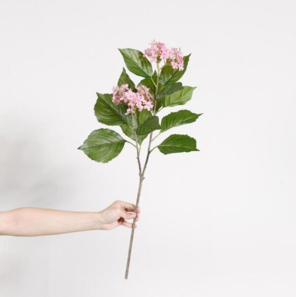 Artificial Small Branch 2-Head Snowball Flowers (Fabric), Pink - 70cm