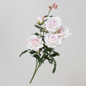 Artificial Alice Rose, 4 Flowers and 2 Buds (White and Pink)
