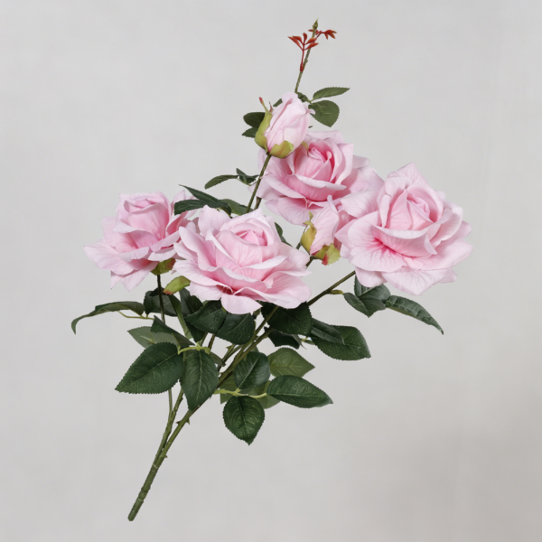 Artificial Alice Rose, 4 Flowers and 2 Buds (Pink)