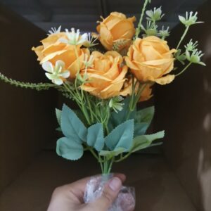 Artificial 7-Head Rose Mini Bundle (Yellow)