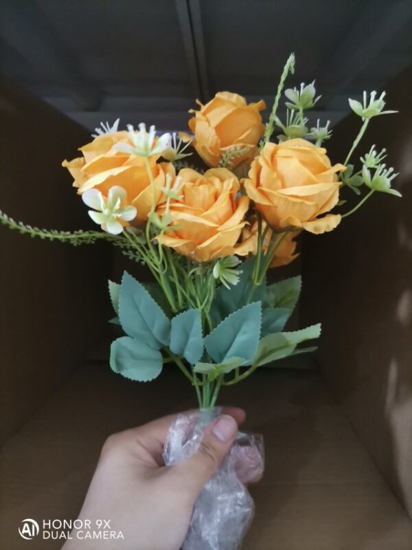 Artificial 7-Head Rose Mini Bundle (Yellow)