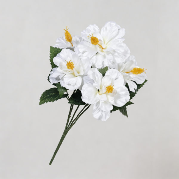 Artificial New 5-Head Hibiscus (White)