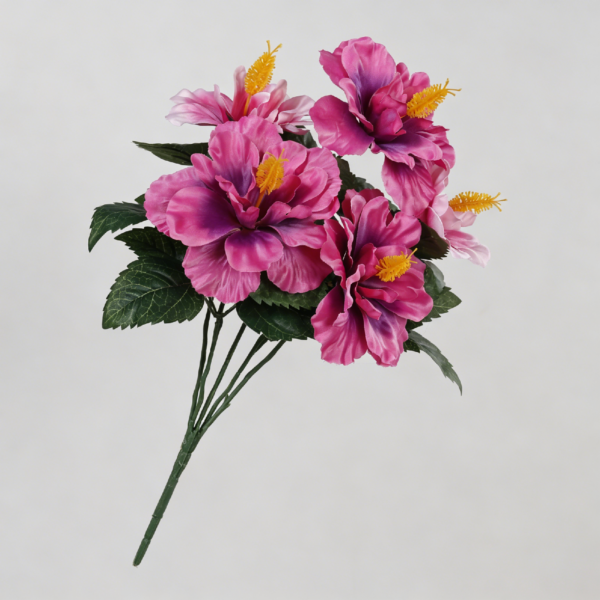 Artificial New 5-Head Hibiscus (Pink + Purple)