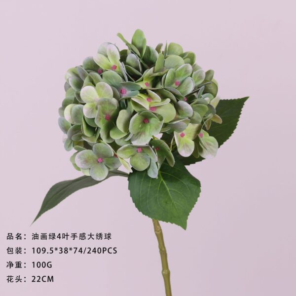 Oil-Paint Green 4-Leaf Real-Touch Large Hydrangea