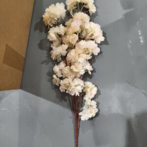 Artificial Single Cherry Blossom Stem, White and Pink, 60cm