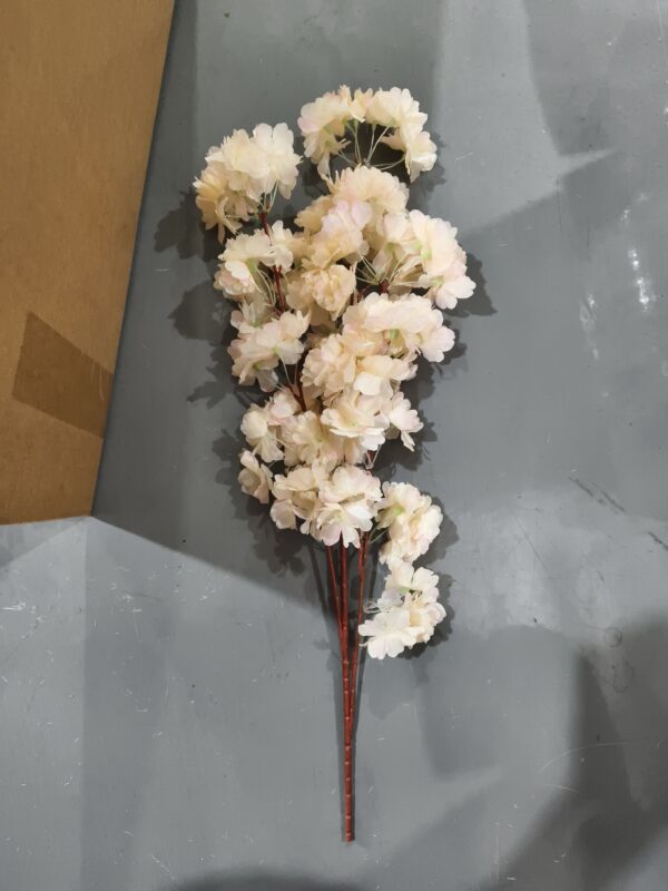 Artificial Single Cherry Blossom Stem, White and Pink, 60cm