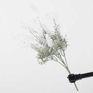 Artificial 5-Fork Powder-Dusted Lavender - White