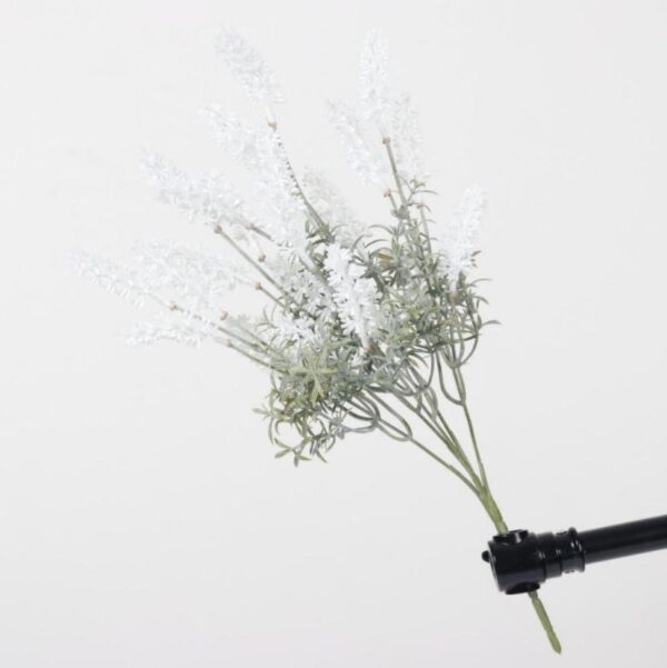 Artificial 5-Fork Powder-Dusted Lavender - White