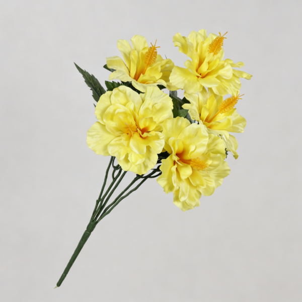 Artificial New 5-Head Hibiscus (Yellow)