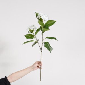 Artificial Small Branch 2-Head Snowball Flowers (White) - 70cm