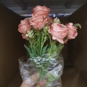 Artificial 7-Head Rose Mini Bundle (Orange)