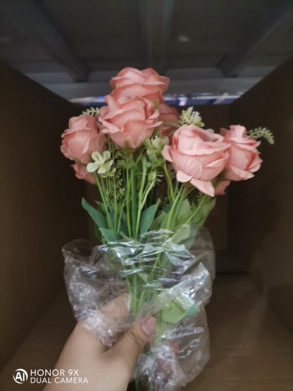 Artificial 7-Head Rose Mini Bundle (Orange)