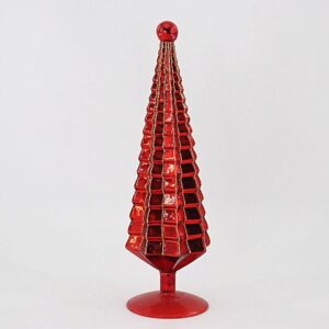 Red Sequin Glass Christmas Tree Figurine, Bright Red Tabletop Holiday Tree Decoration Wholesale
