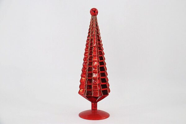 Red Sequin Glass Christmas Tree Figurine, Bright Red Tabletop Holiday Tree Decoration Wholesale