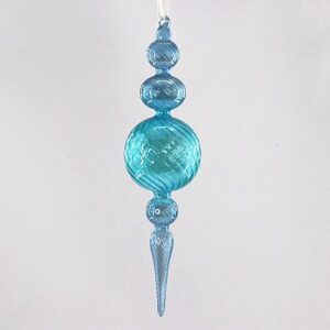 Turquoise Mercury Glass Finial Ornament, Blue Ribbed Glass Christmas Drop Decoration Wholesale