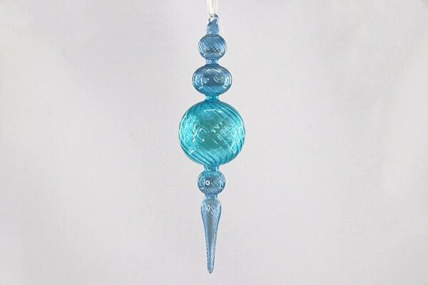 Turquoise Mercury Glass Finial Ornament, Blue Ribbed Glass Christmas Drop Decoration Wholesale