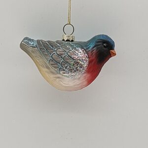 Glass Bird Christmas Ornament, Red Breasted Robin Glitter Holiday Tree Hanging Decoration