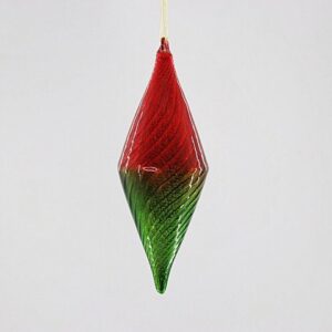 Red Diamond Cut Glass Finial Christmas Ornament, Faceted Shiny Glass Tree Hanging Decoration