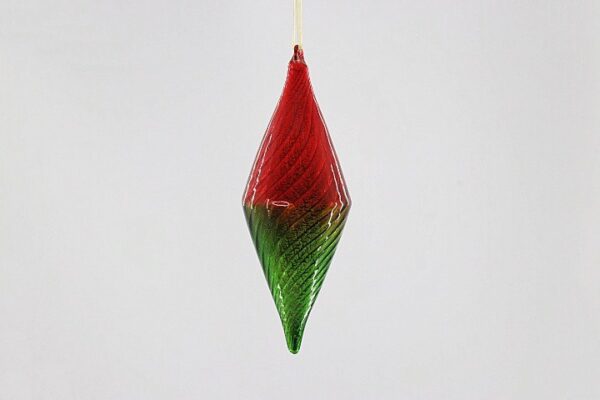 Red Diamond Cut Glass Finial Christmas Ornament, Faceted Shiny Glass Tree Hanging Decoration
