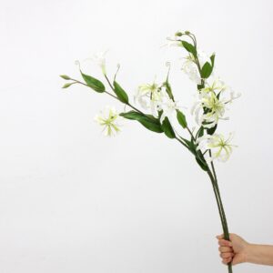 Multicolor Artificial Gloriosa Lily Stems Set, Faux Flame Lily in Red Orange Yellow White for Floral Arrangement, Wholesale