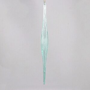 Mint Green Translucent Glass Icicle Ornament, Frosted Pastel Glass Christmas Hanging Decor