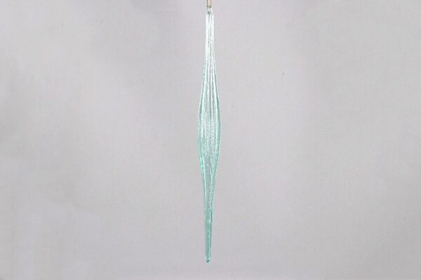 Mint Green Translucent Glass Icicle Ornament, Frosted Pastel Glass Christmas Hanging Decor