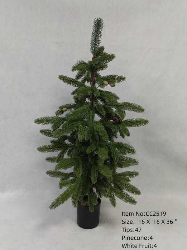 Green Tabletop Artificial Christmas Tree in Black Pot 24 Inch, Full Branch PVC Xmas Tree Bulk Supply