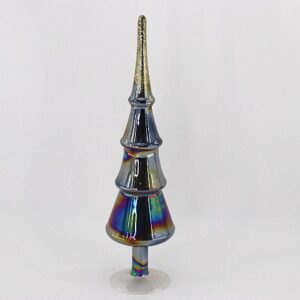Multicolor Hand Painted Glass Christmas Tree, Colorful Tabletop Holiday Tree Decoration
